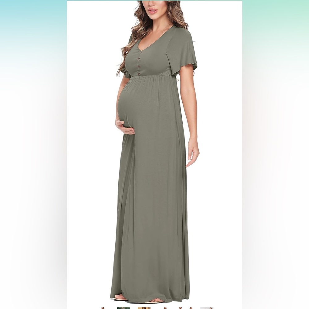 Amazon Maternity short sleeve maxi dress, size L